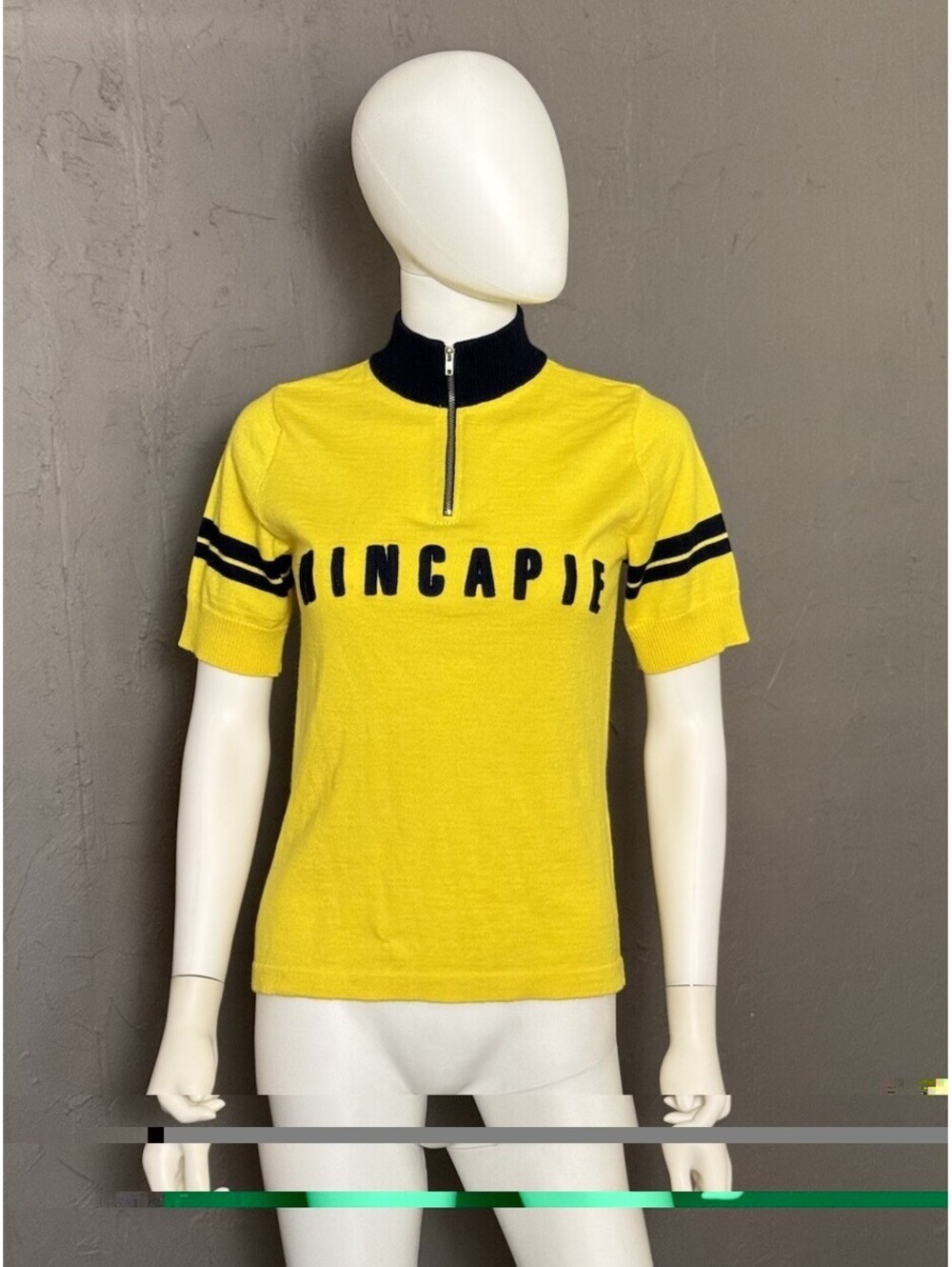 Hincapie Wool Cycling Jersey 1/4 Metal Zip Yellow + Black Made in Italy Medium